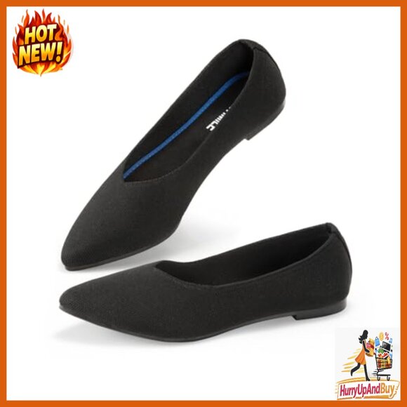 Pointed Toe Knit Ballet Flats Elegant Dressy Business Casual Slip On Shoes - Picture 5 of 6